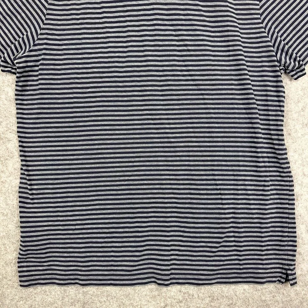 Banana Republic Performance Pique Polo Shirt Mens XL Blue Striped Short Sleeve